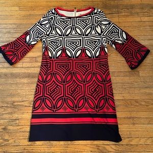 Eliza J geometric patterned sheath dress sz 14